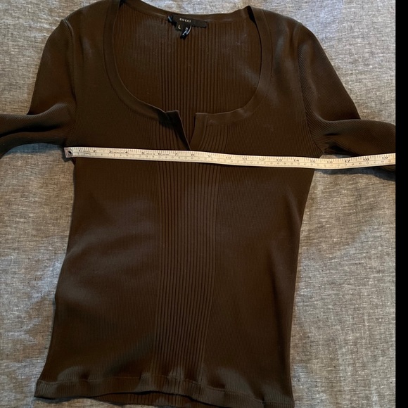 GUCCI Chocolate Long Sleeve Rib Knit Top - Size L in Excellent Condition! - Picture 8 of 11